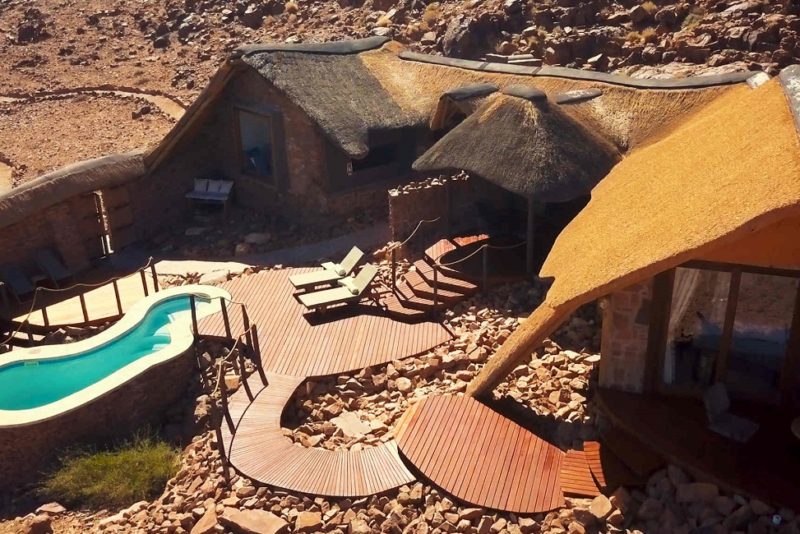 Vue aerienne de la villa familiale du lodge Homestead Outpost - Namibie | Au Tigre Vanillé