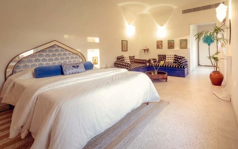 Chambre bleue de l'hôtel 28 Kothi à Jaipur - Inde | Au Tigre Vanillé