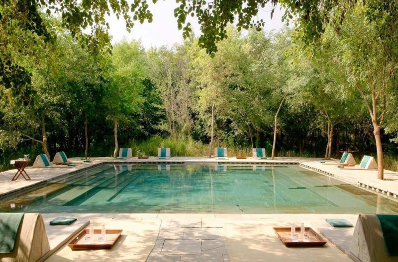 Piscine de l'hôtel Aman-i-Khas à Ranthambore - Rajasthan, Inde | Au Tigre Vanillé