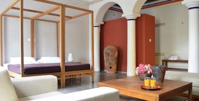 Chambre hotel Saratha Vilas à Chettinad en Inde du Sud | Au Tigre Vanillé