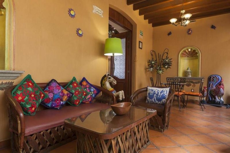 Salon de l'hôtel Parador San Miguel à Oaxaca - Mexique | Au Tigre Vanillé