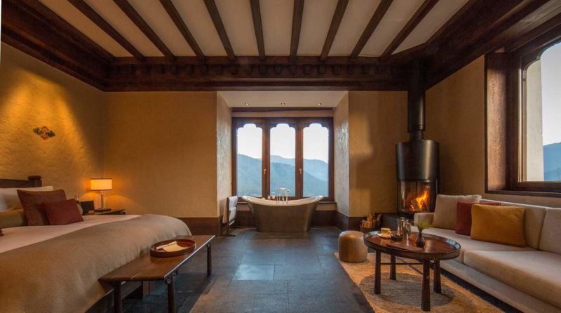 Chambre du Gangtey Lodge - Bhoutan | Au Tigre Vanillé
