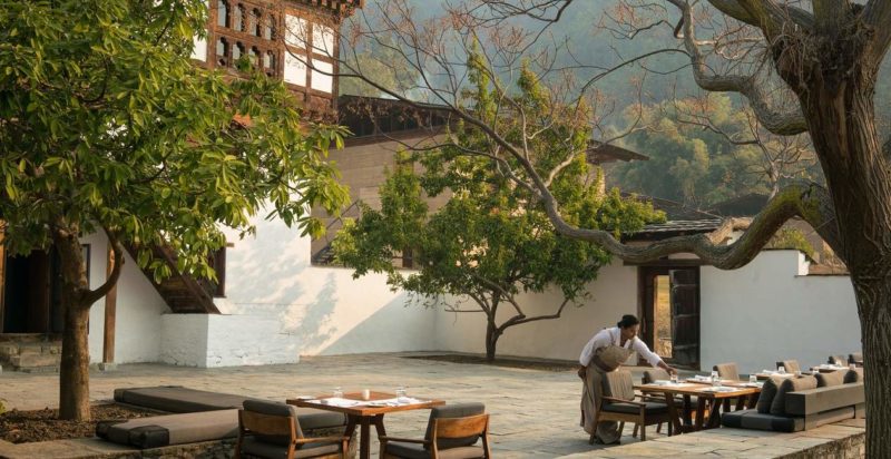 Terrasse de l'Amankora Punakha - Bhoutan | Au Tigre Vanillé