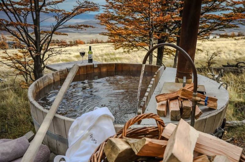 Jacuzzi de l'hôtel Awasi en Patagonie à Torres del Paine - Chili | Au Tigre Vanillé