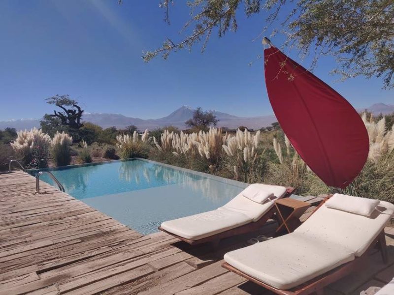 Piscine de l'hôtel Tierra Atacama de San Pedro dans le désert d'Atacama - Chili | Au Tigre Vanillé
