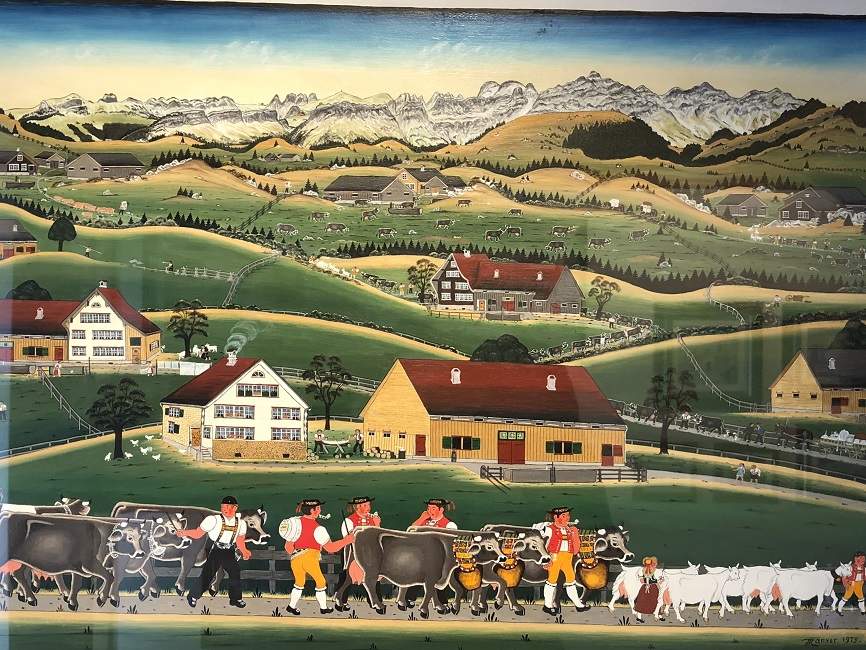 Tableau folklorique de paysans en Appenzell - Suisse | Au Tigre Vanillé