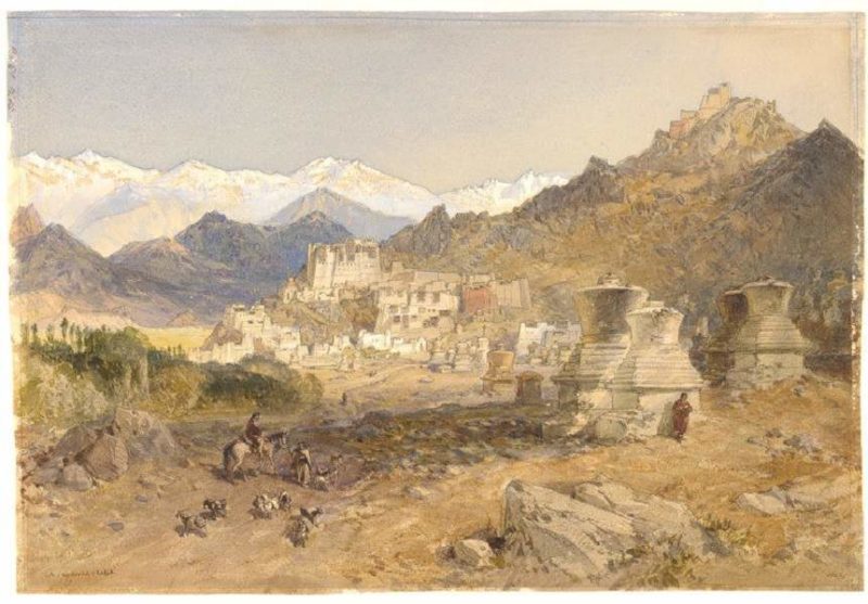 Tableau représentant la vieille ville de Leh au Ladakh - Inde himalayenne | Au Tigre Vanillé