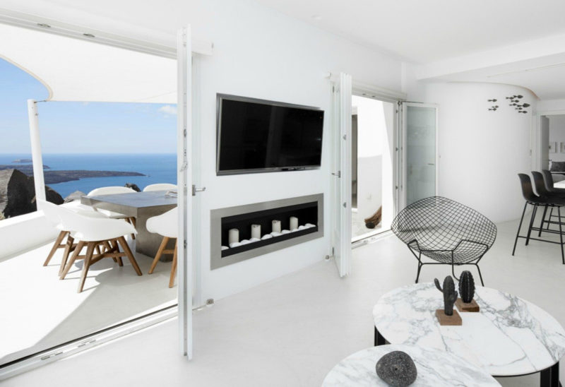 Salon, Villa Cybele, Santorin, Grèce | Au Tigre Vanillé