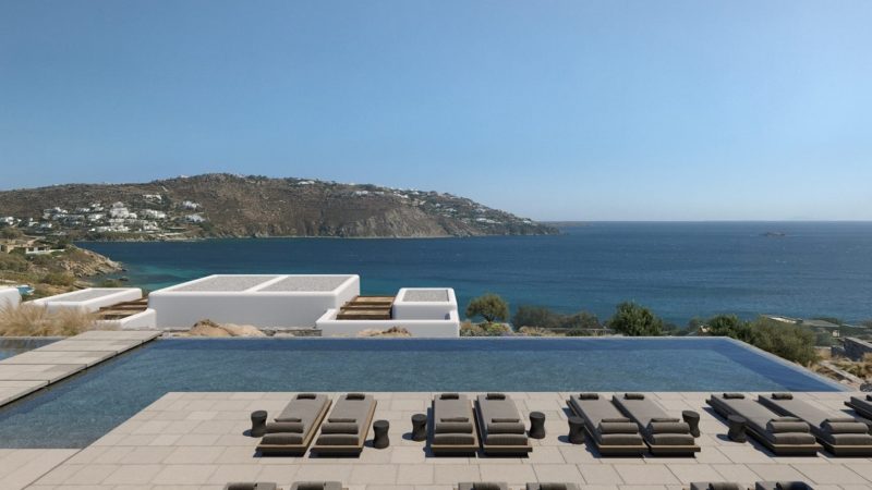 Piscine et vue mer de l'hotel Kalesma dans les Cyclades - Grèce | Au Tigre Vanillé