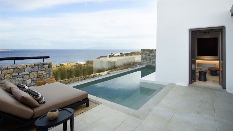 Piscine privée et vue mer de l'hotel Kalesma dans les Cyclades - Grèce | Au Tigre Vanillé