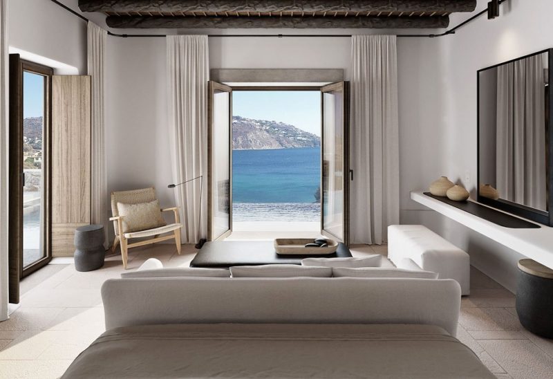 Vue sur la mer depuis la chambre de l'hotel Kalesma dans les Cyclades - Grèce | Au Tigre Vanillé