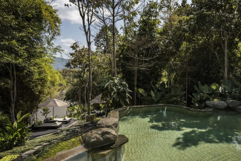 Piscine et jardin du camp du Four Seasons dans le triangle d'Or - Thaïlande | Au Tigre Vanillé