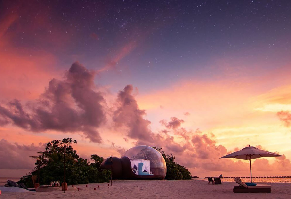 maldives-finolhu-plage-bubble-tent Maldives, île de Finolhu, nuit en bubble tent | Au Tigre Vanillé