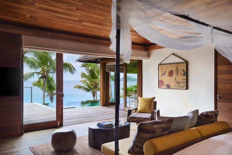 Chambre de l'hotel Six Senses sur l'île de Félicité - Seychelles | Au Tigre Vanillé