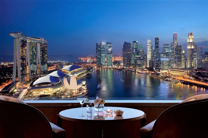 Vue depuis le balcon d'une chambre de l'hôtel The Ritz-Carlton - Singapour | Au Tigre Vanillé