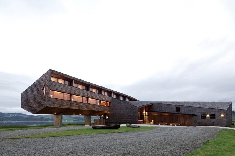 Façade de l'hôtel Terra l'archipel des Chiloé - Chili | Au Tigre Vanillé