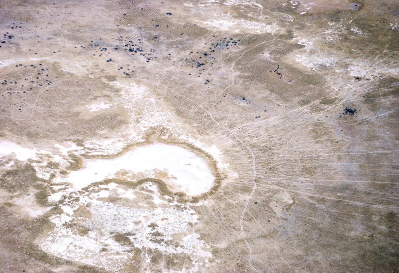 Botswana, vue aérienne d'un désert