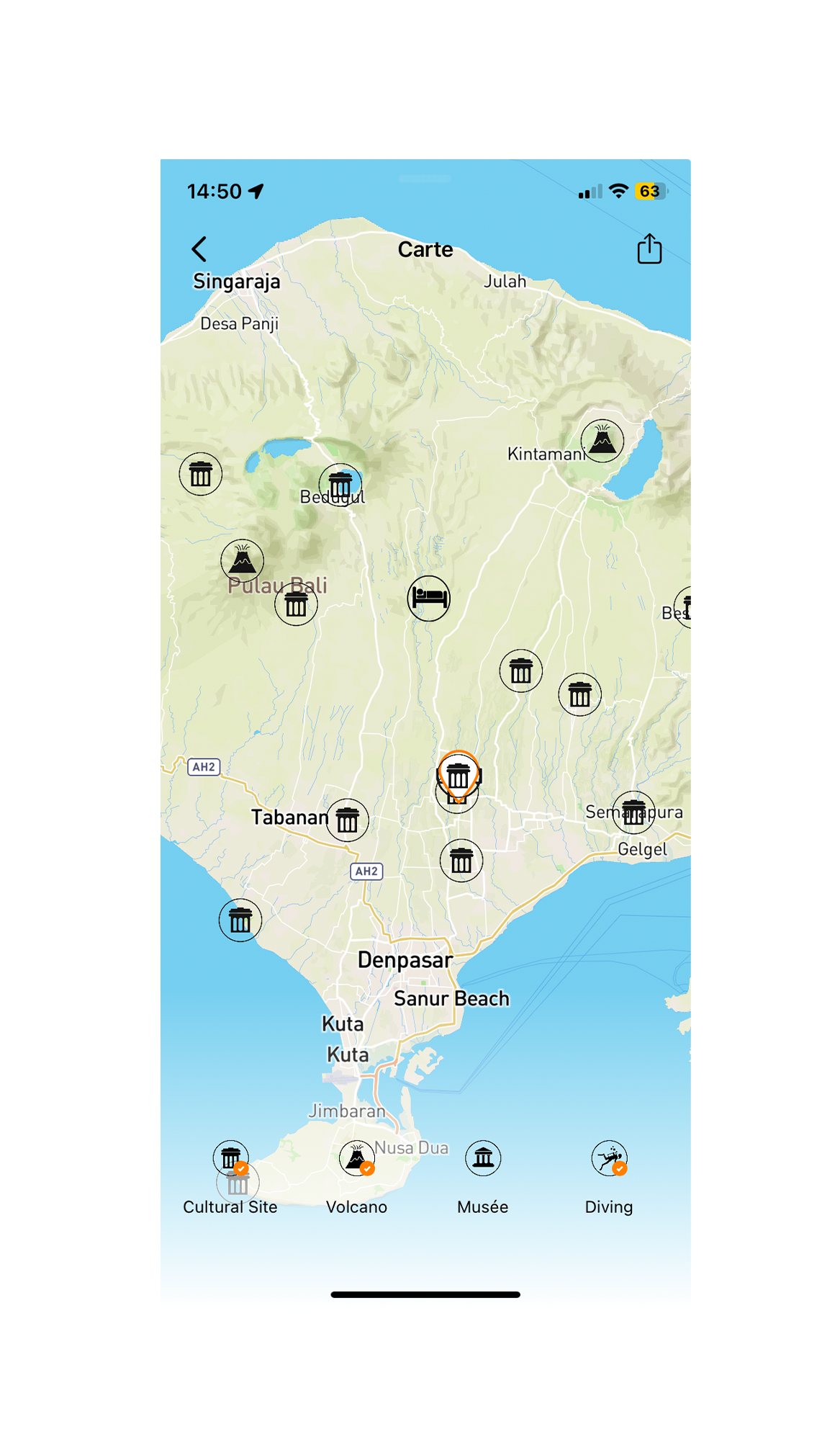 Page des lieux d'interêts